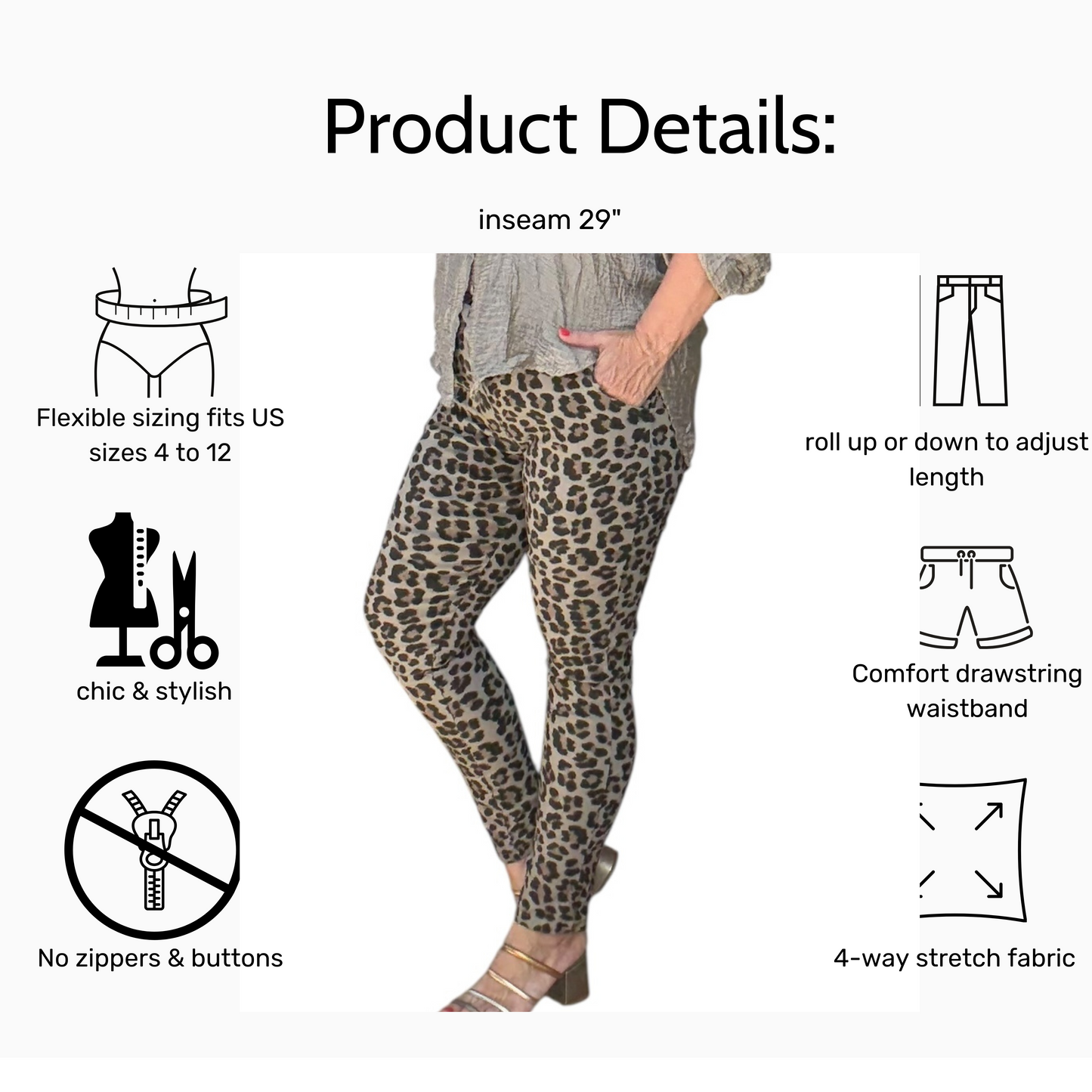 Chic Leopard Print Italian Magic Pants