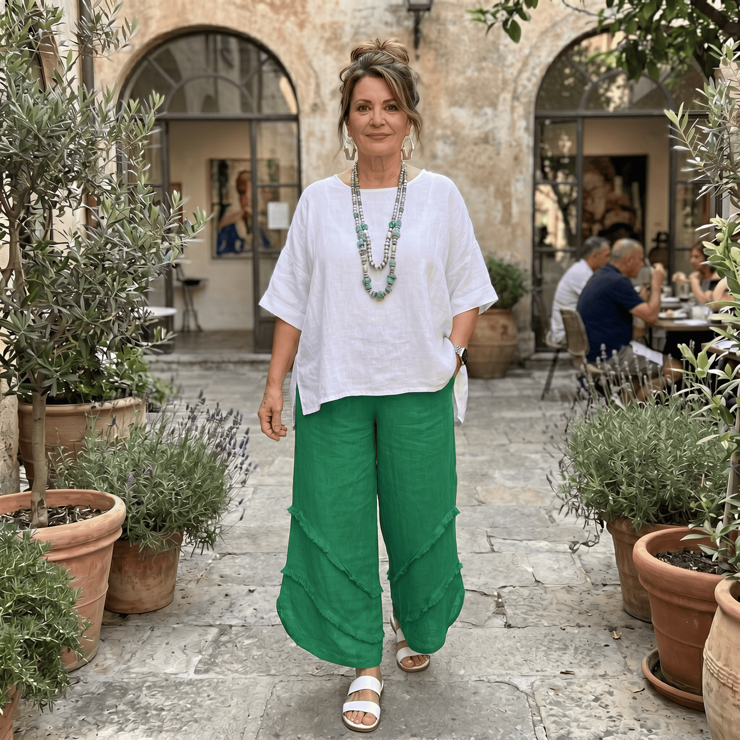The Ravello Linen Capri Women's Italian Linen Capri Pants Lightweight Summer One Size