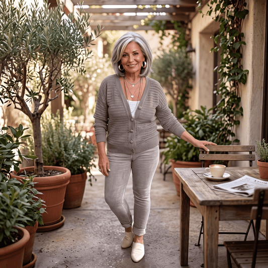 Taupe Sporty Pointelle Cardigan Taupe Sporty Pointelle Cardigan