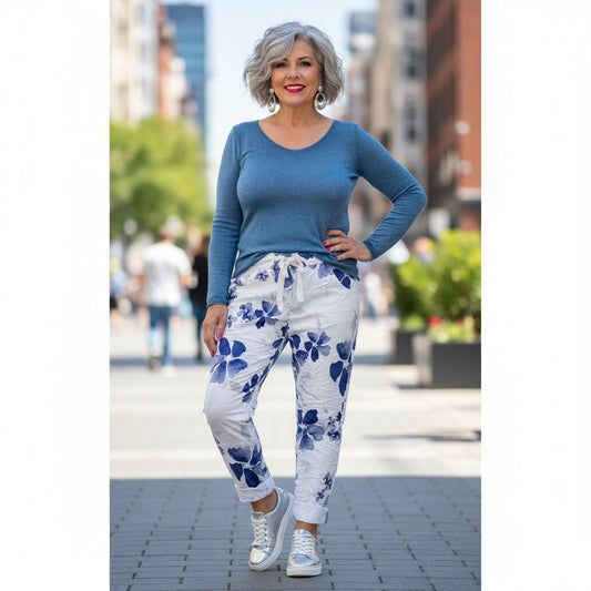 Water Color Floral Italian Magic Pants