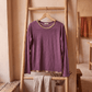 Francesca scoop neck top Francesca Sweater Top - Burgundy Round Neck with Golden Trim