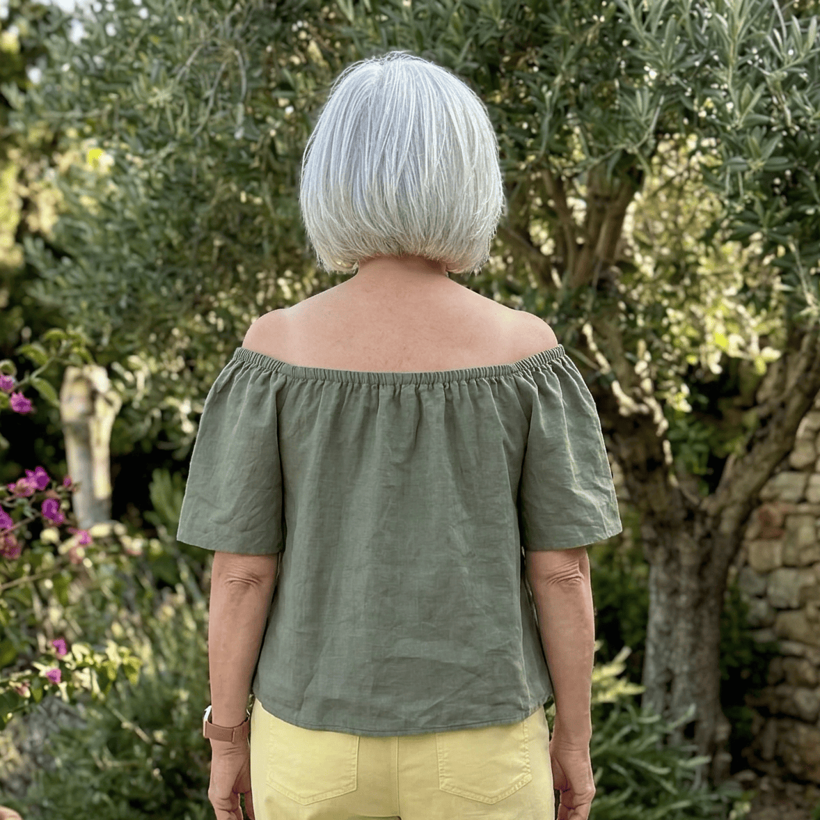 Flowy Off The Shoulder Linen Top Flowy Off The Shoulder Linen Top