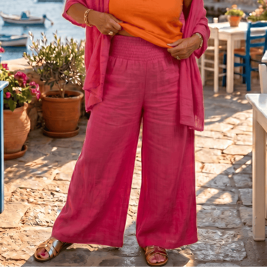 The Dolce Smocked High Rise Linen Pants The Dolce Smocked High Rise Linen Pants