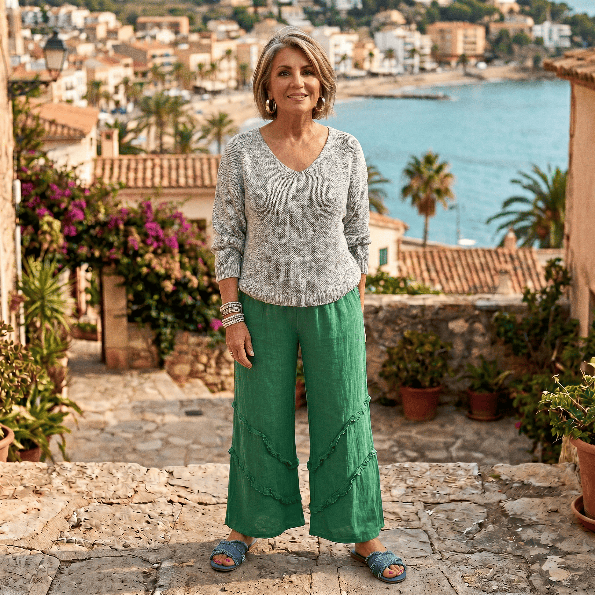 The Ravello Linen Capri Women's Italian Linen Capri Pants Lightweight Summer One Size