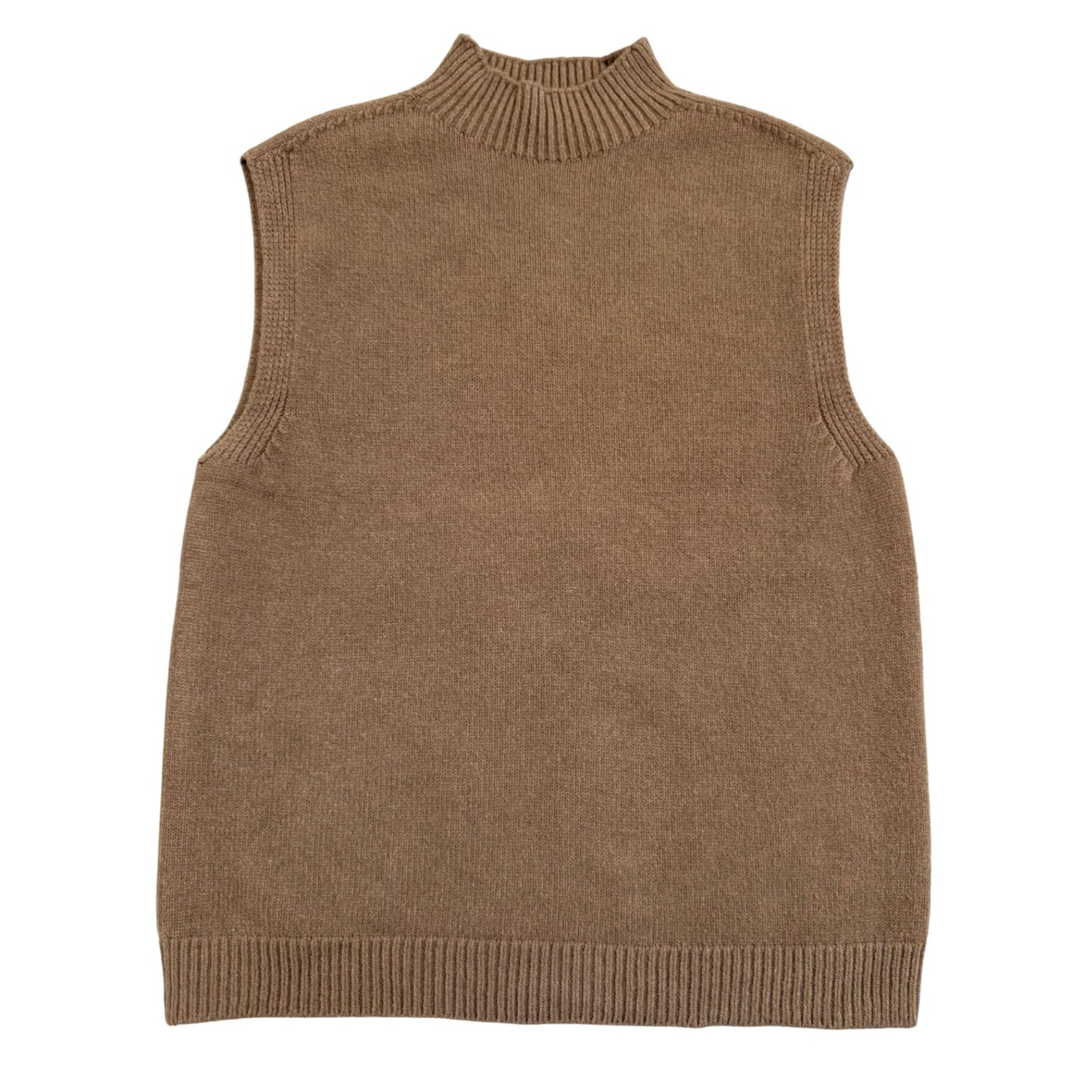 Maxine Taupe High Neck Sleeveless Sweater