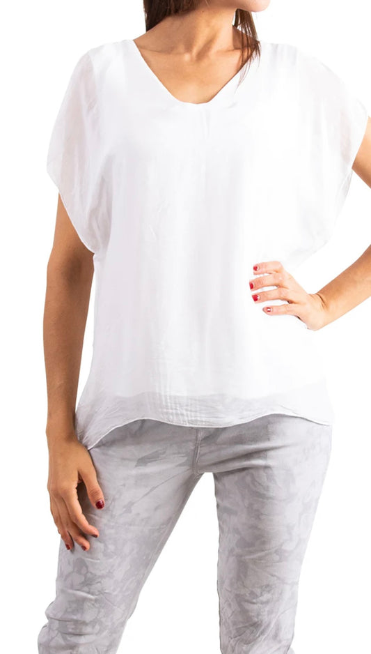 Cha-Cha silk flutter sleeve