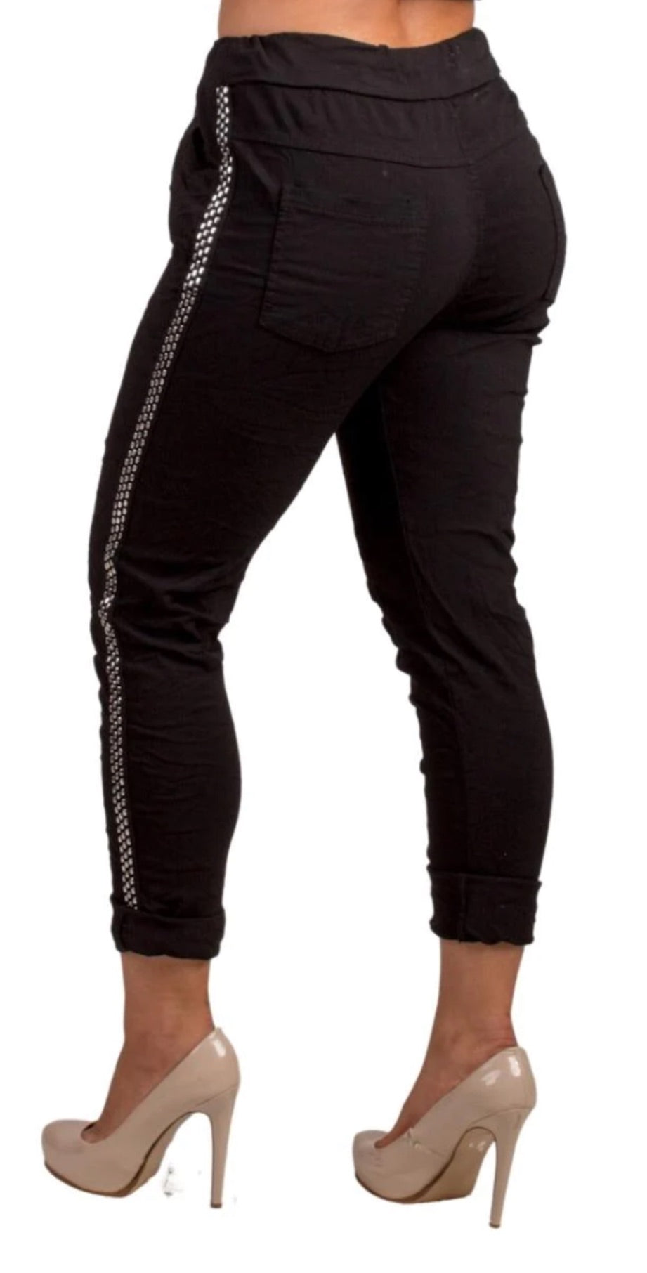 Italian pants with studded sides