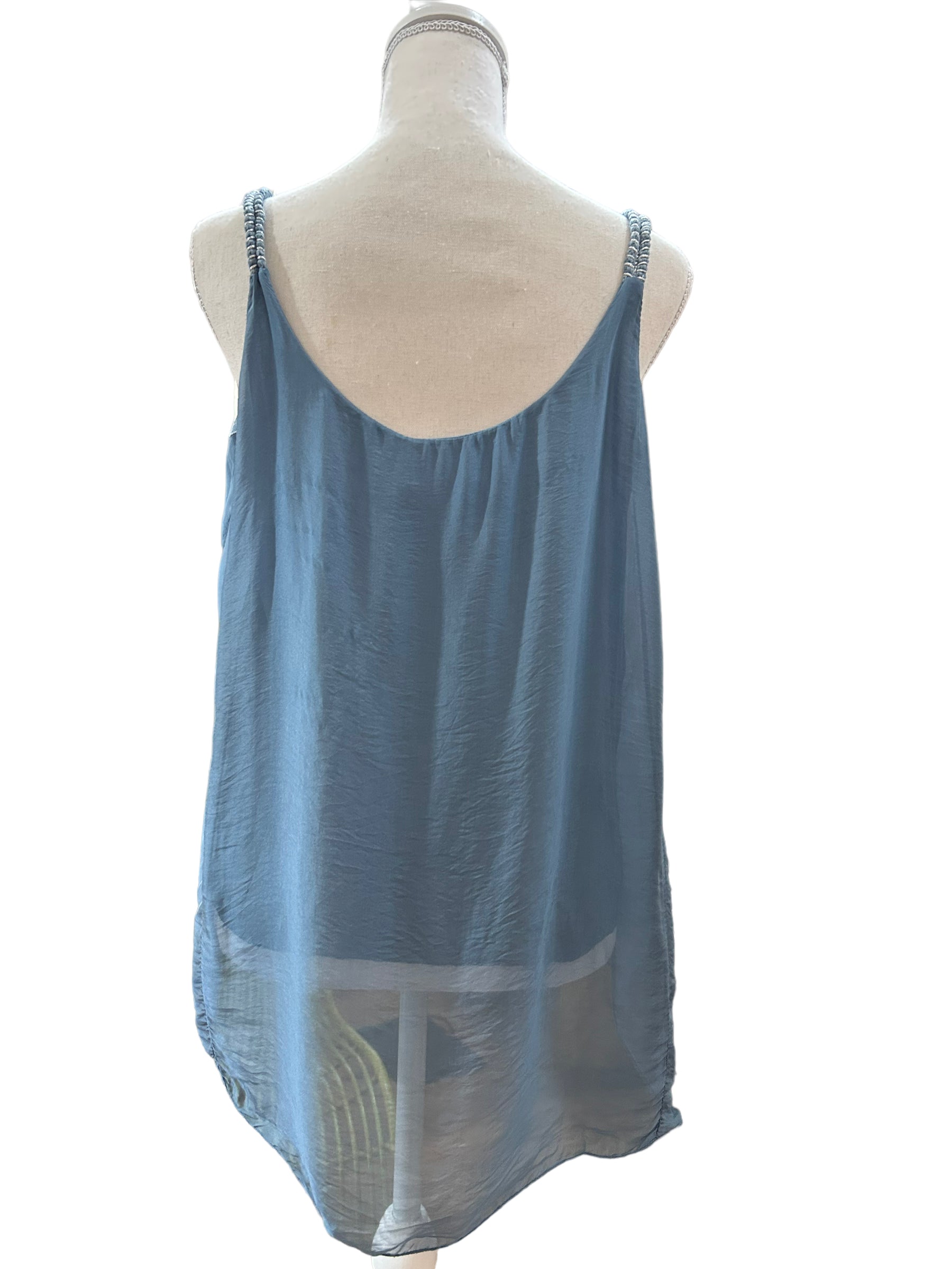 Melania embroidered silk tank top