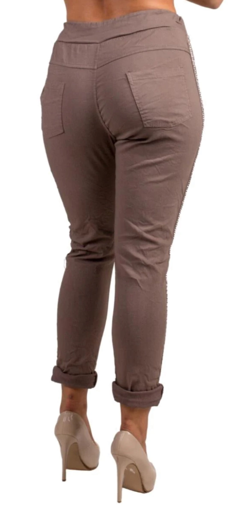 Italian pants with studded sides