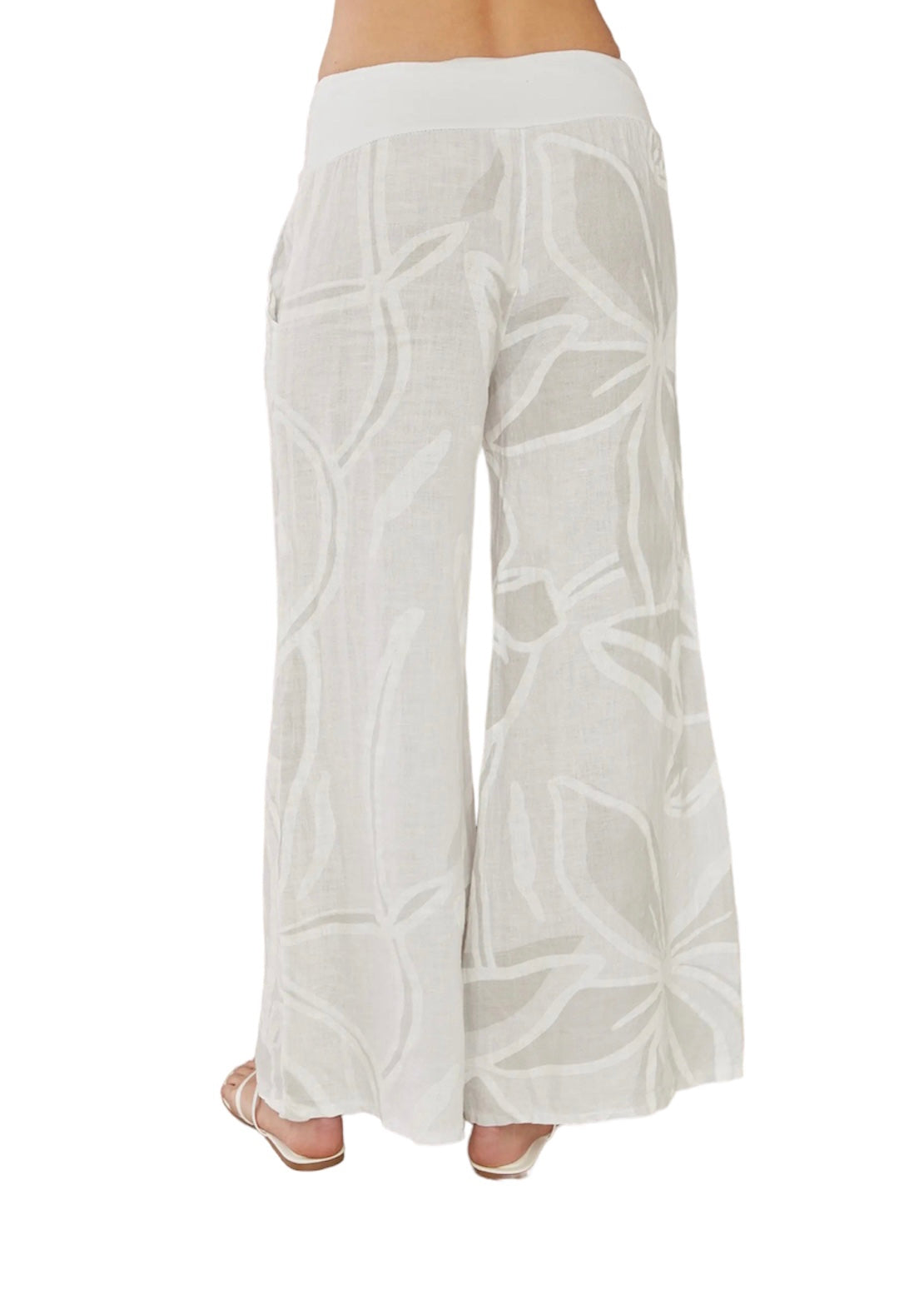 Milano Italian linen tropical floral wide leg pants