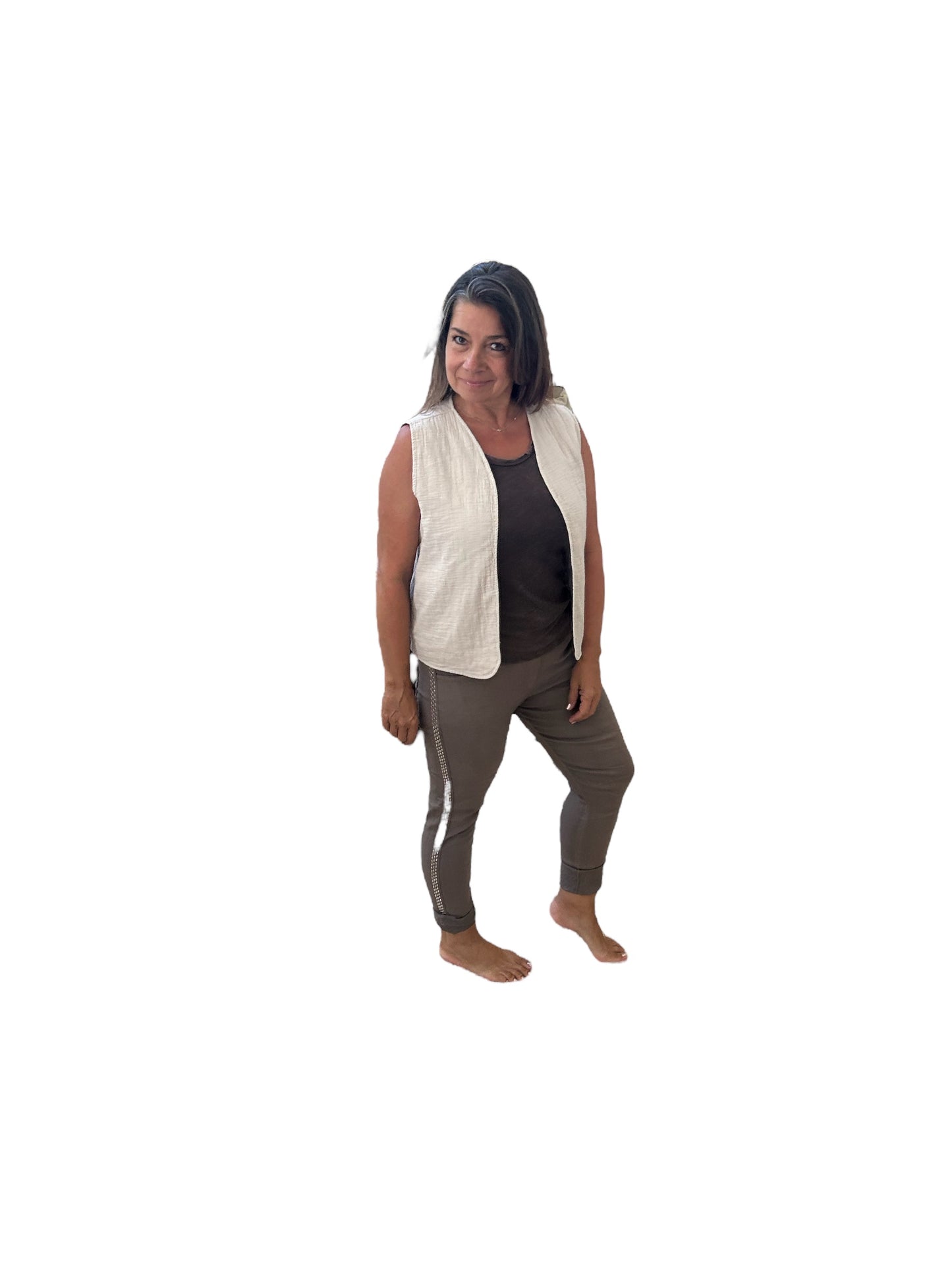 Italian pants with studded sides