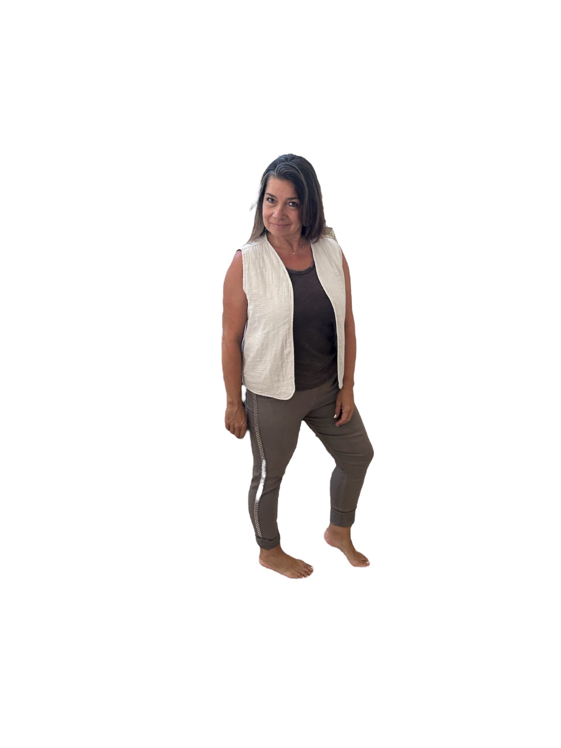 Italian pants with studded sides