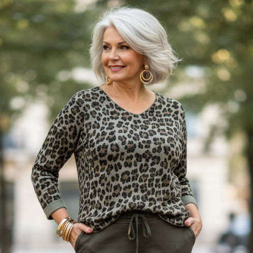 Pine Luxe V-Neck Top