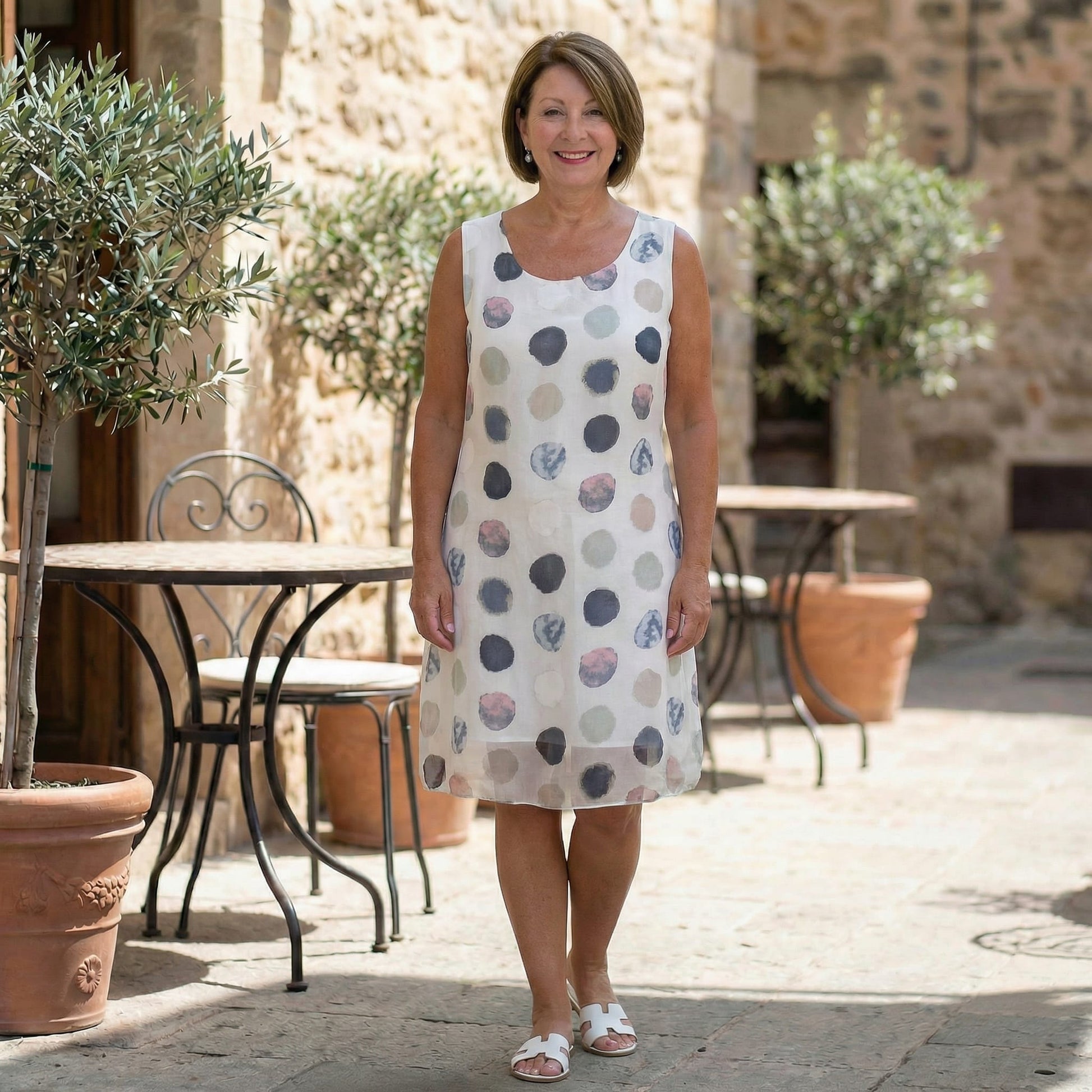 Eva silk dress Eva Silk Dress - Sleeveless with Graphic Print