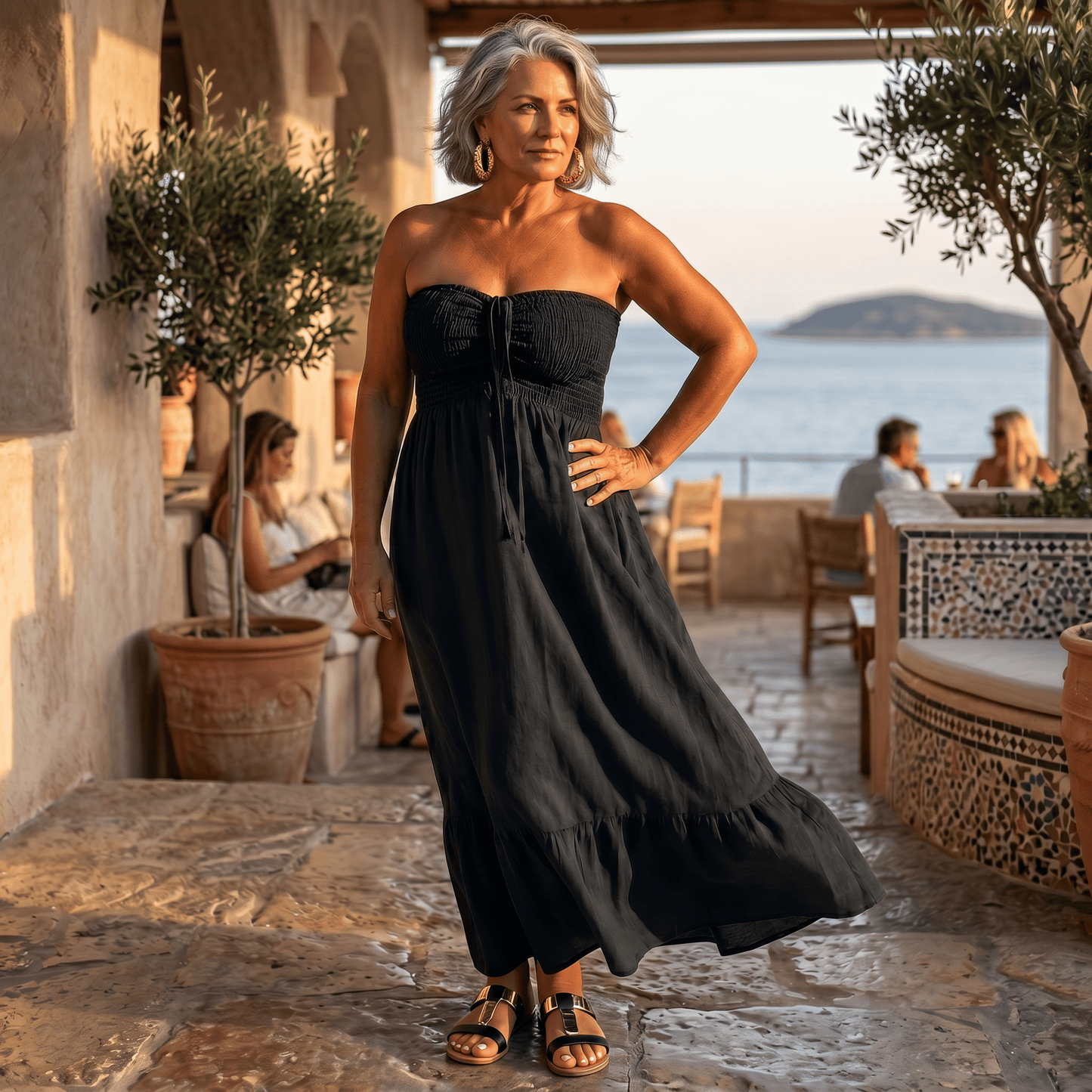 Angela Maxi Linen Dress Women's Italian Linen Maxi Dress Lightweight Summer One Size