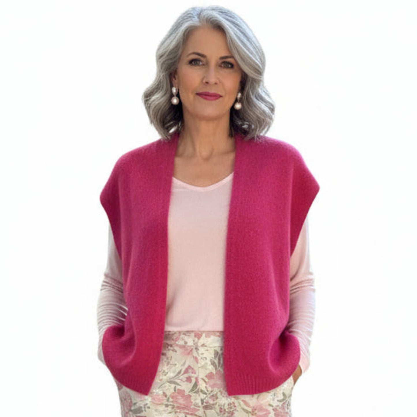 Rose Mohair Sleeveless Vest