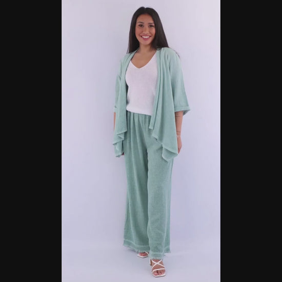 Coral linen pants