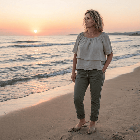 Flowy Off The Shoulder Linen Top Flowy Off The Shoulder Linen Top