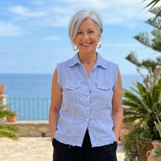 Light Linen Waistcoat Top