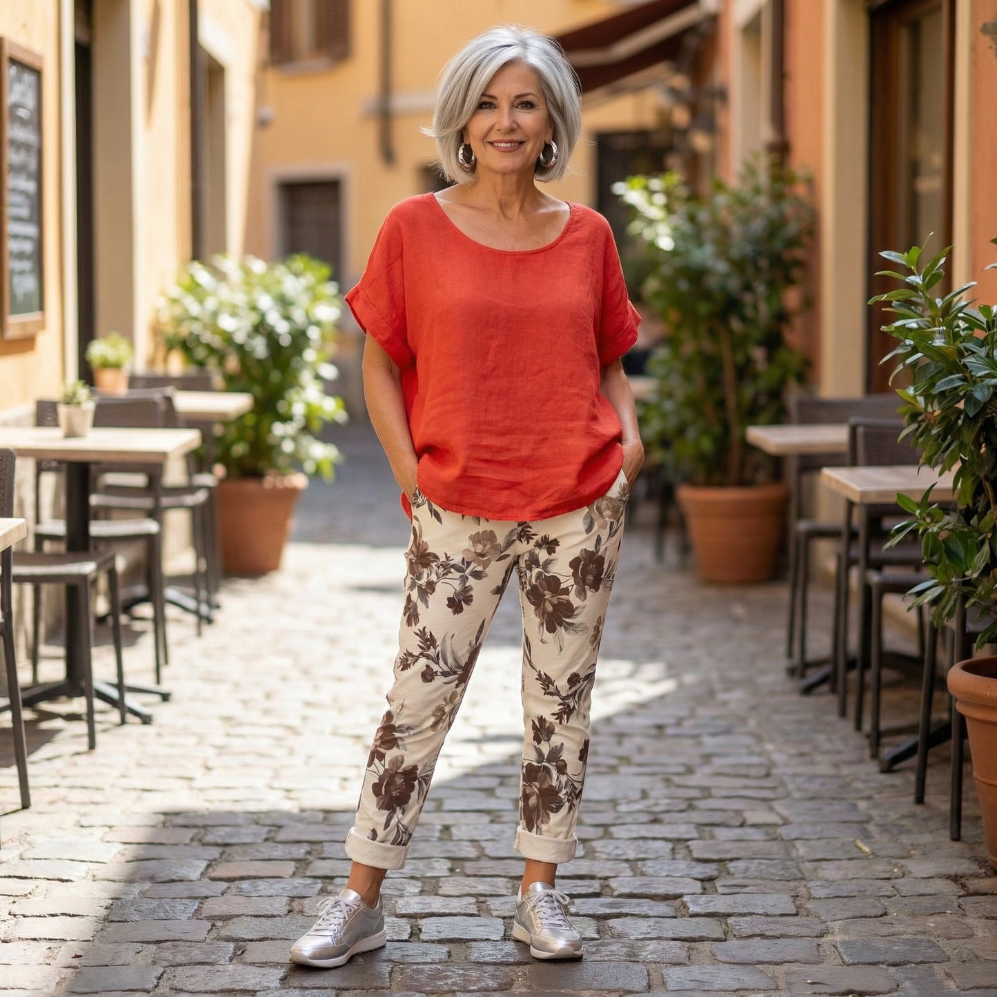 Floral Ember Italian Magic Pants