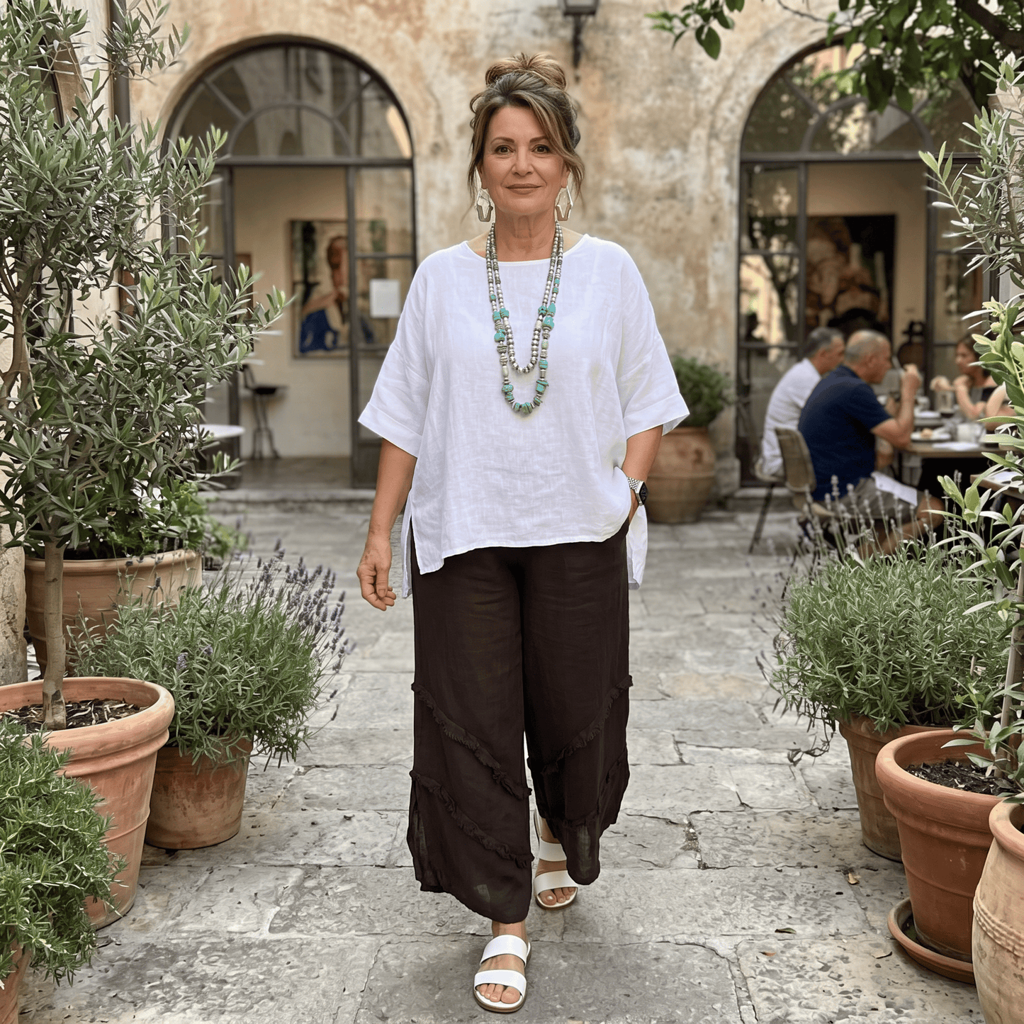 Lucia linen blouse Women's Italian Linen Blouse Lightweight Elegant Summer One Size