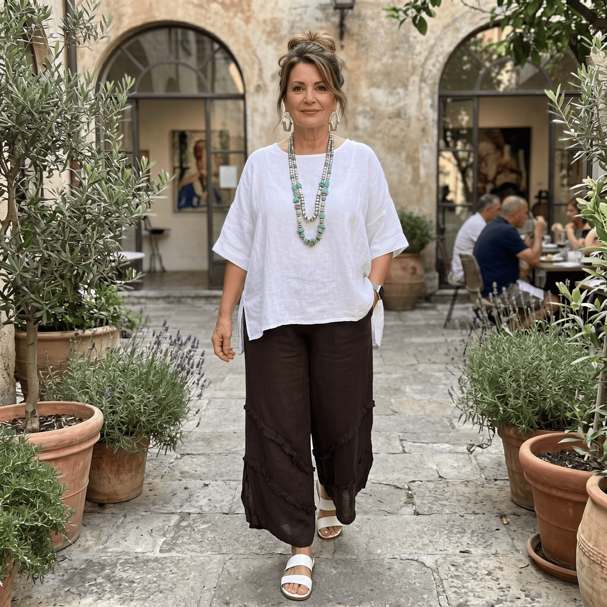 Lucia linen blouse Women's Italian Linen Blouse Lightweight Elegant Summer One Size