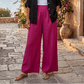 Magenta Wide Leg Linen Pants Women's Magenta Wide Leg Linen Pants Lightweight One Size