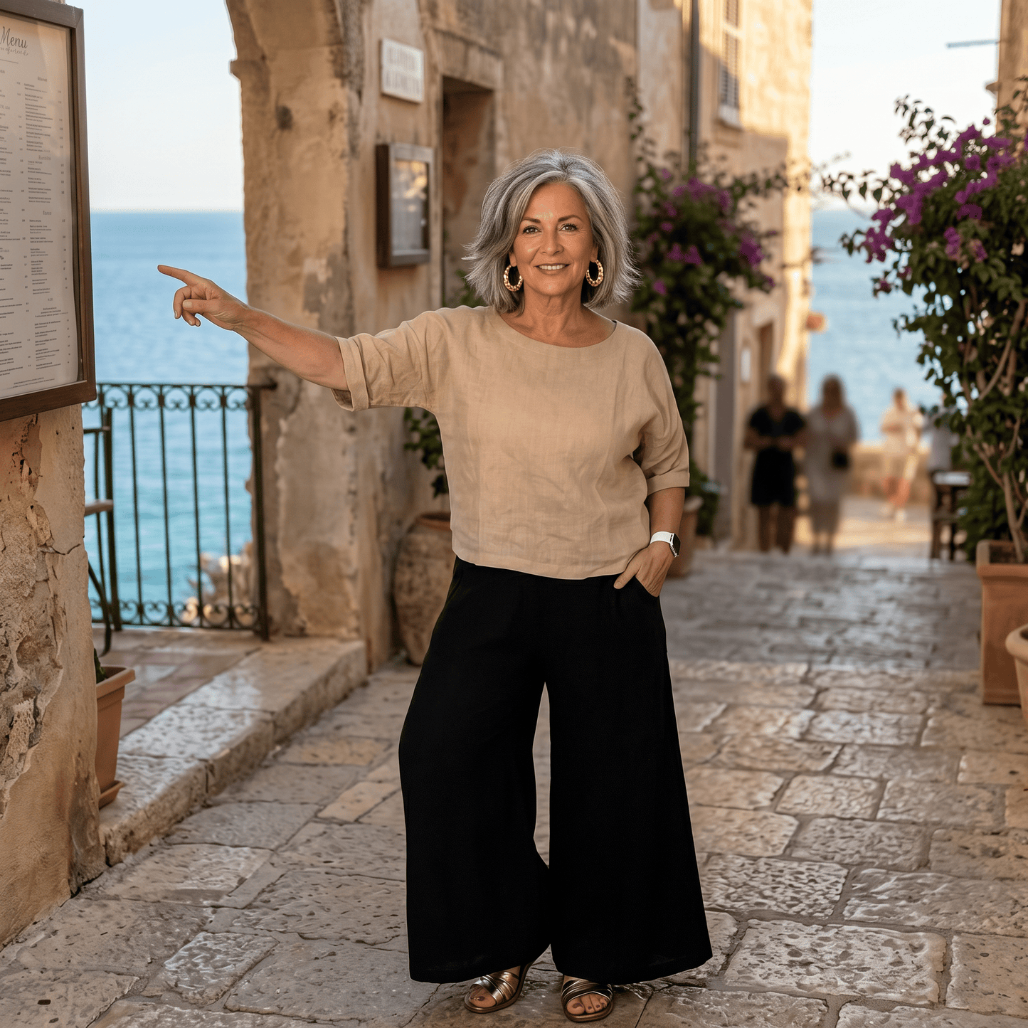 Amalfi Wide Leg Linen Pants Women's Wide Leg Italian Linen Pants Lightweight Summer One Size