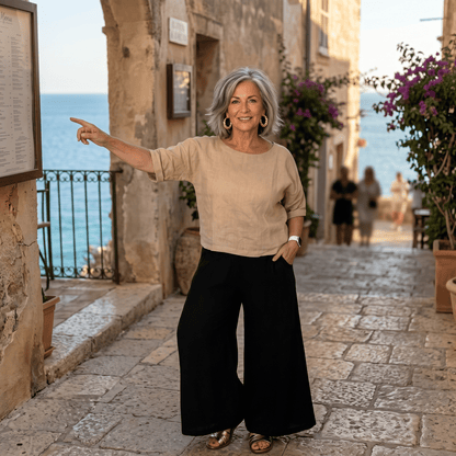 Amalfi Wide Leg Linen Pants Women's Wide Leg Italian Linen Pants Lightweight Summer One Size