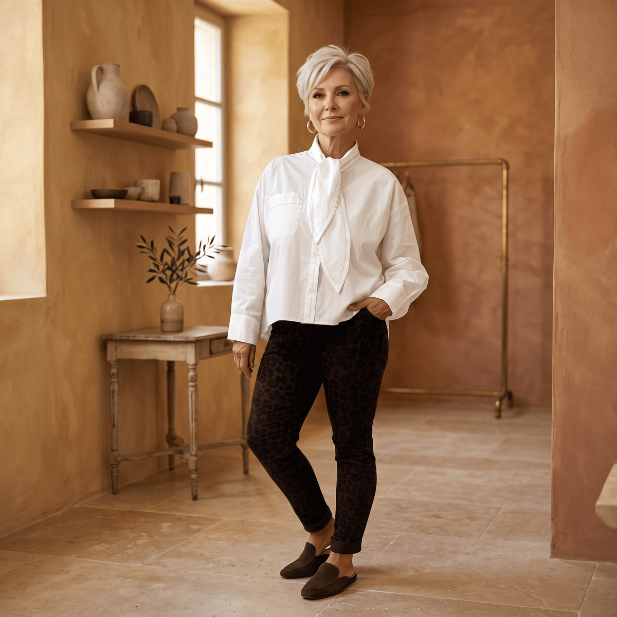 Tie-Front Collar Shirt Tie-Front Collar Shirt