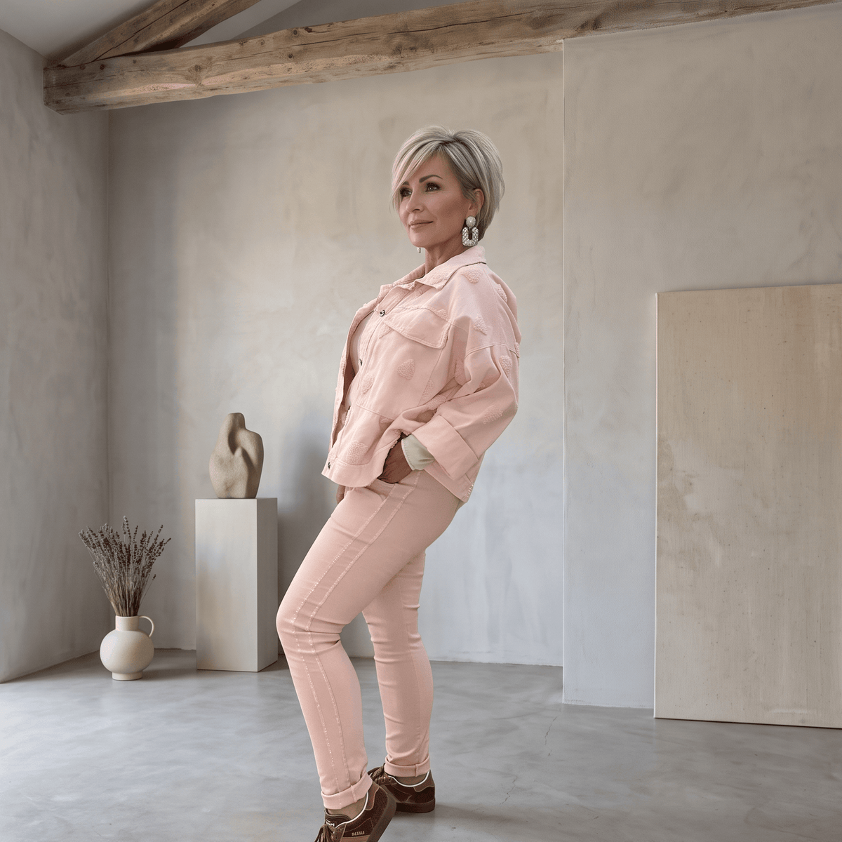 Italian Magic Pants With a Subtle Chic Glam Side Panel Women's Italian Stretch Pants Glam Side Panel One Size