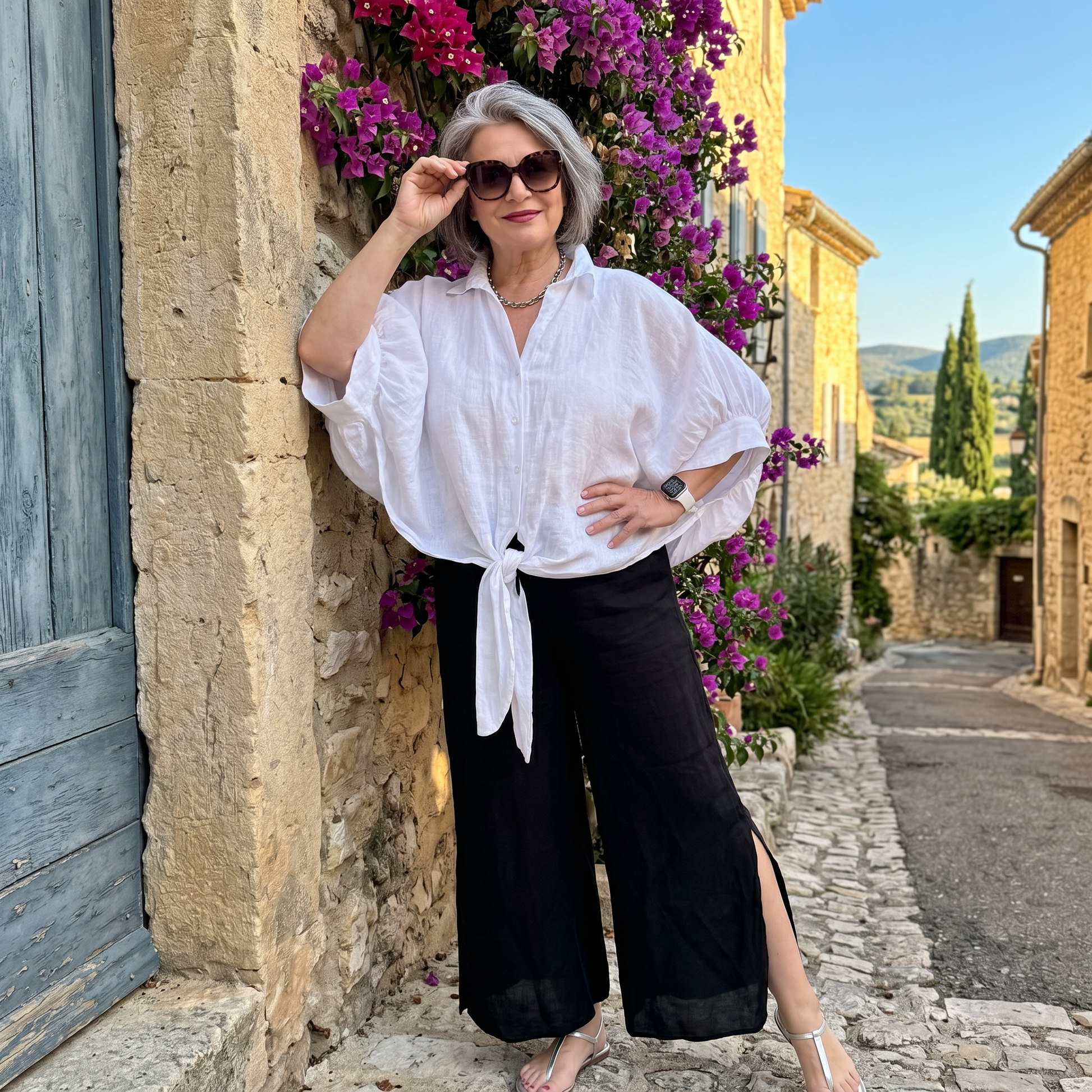 Flo Linen Capri Pants - Our Best-Selling Summer Essential White Flo Linen Capri Pants with a Side Slit | Linen Resort Wear