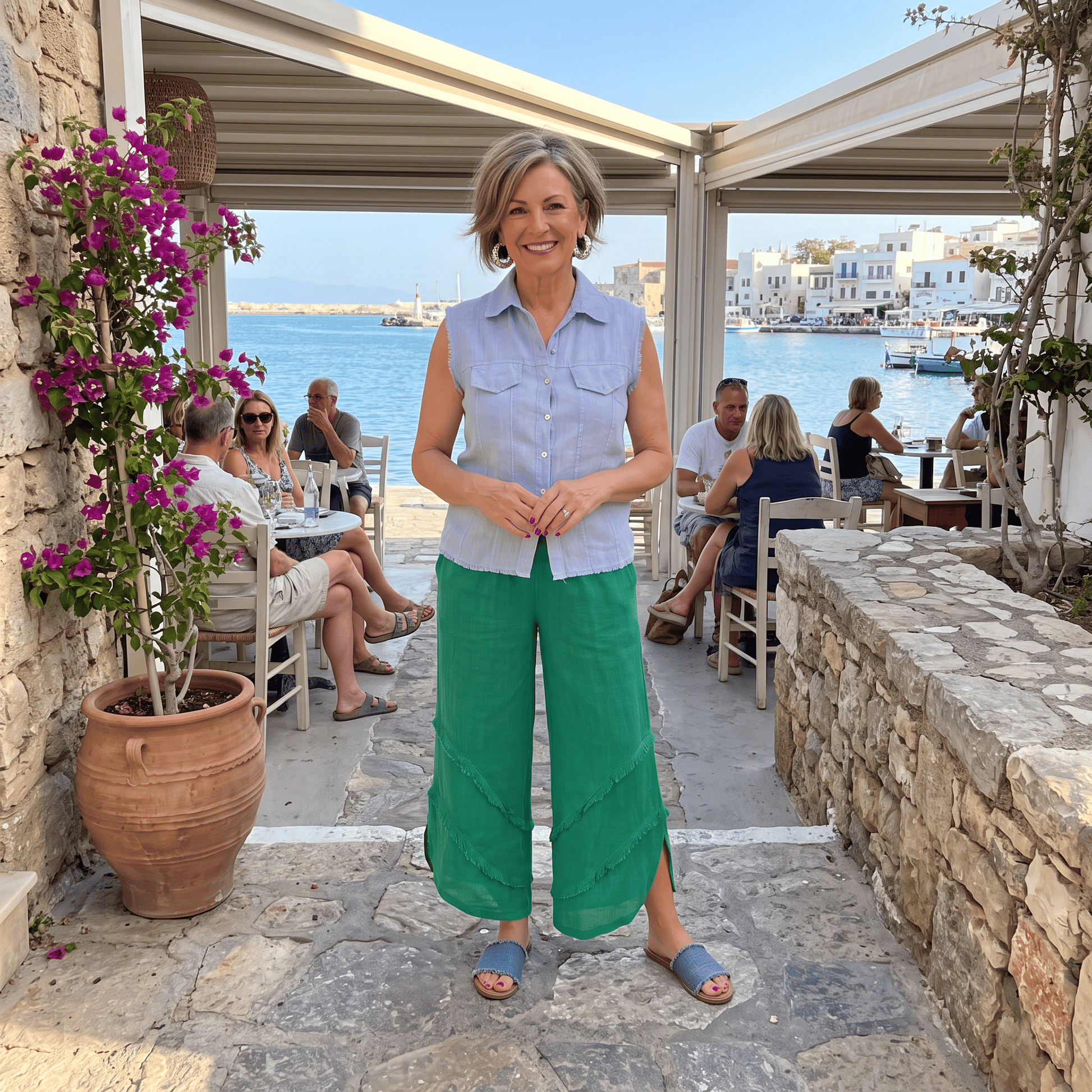 The Ravello Linen Capri Women's Italian Linen Capri Pants Lightweight Summer One Size