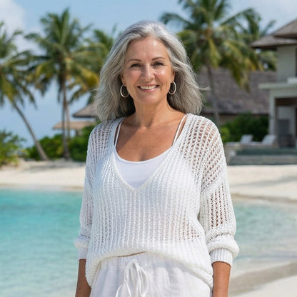 Breezy Crochet V-Neck Top