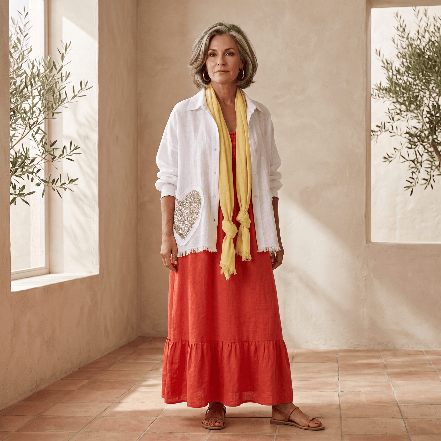 Amore Linen Button-Down Shirt Women's Italian Linen Button Down Shirt Lightweight Summer One Size