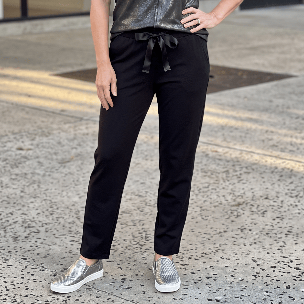 Modal Scuba Jogger with Side Satin Detail Modal Scuba Jogger with Side Satin Detail