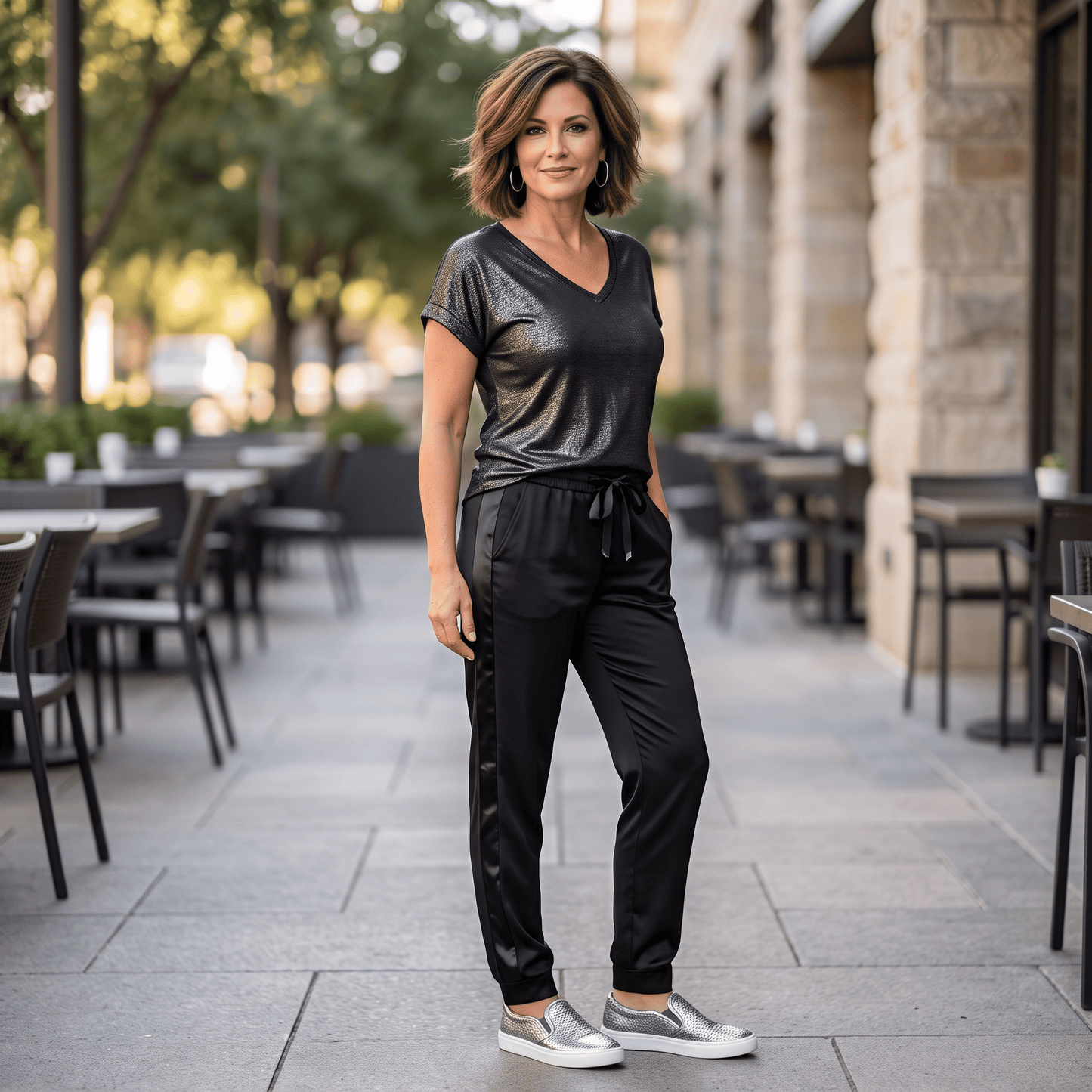 Modal Scuba Jogger with Side Satin Detail Modal Scuba Jogger with Side Satin Detail