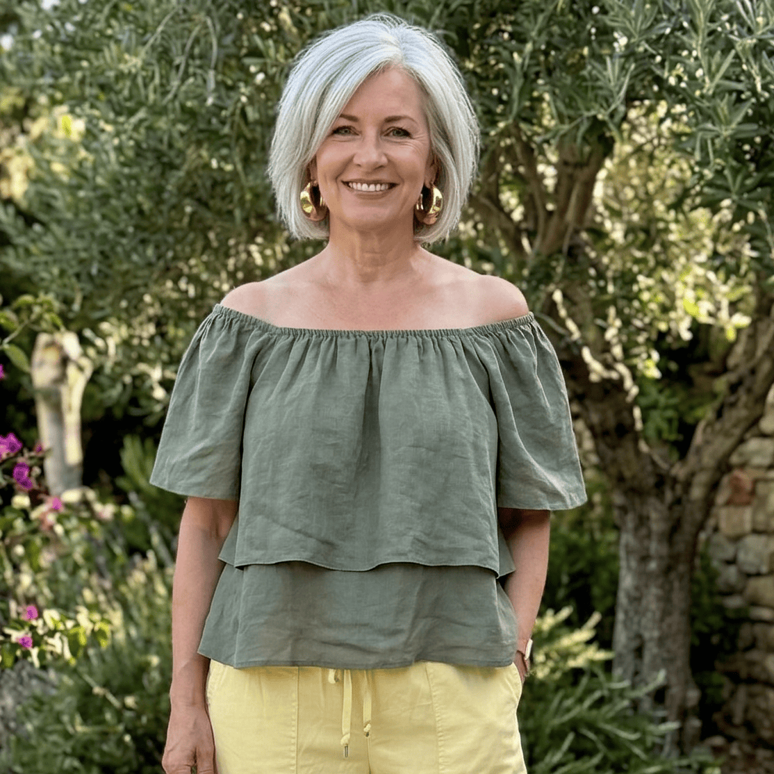 Flowy Off The Shoulder Linen Top Flowy Off The Shoulder Linen Top