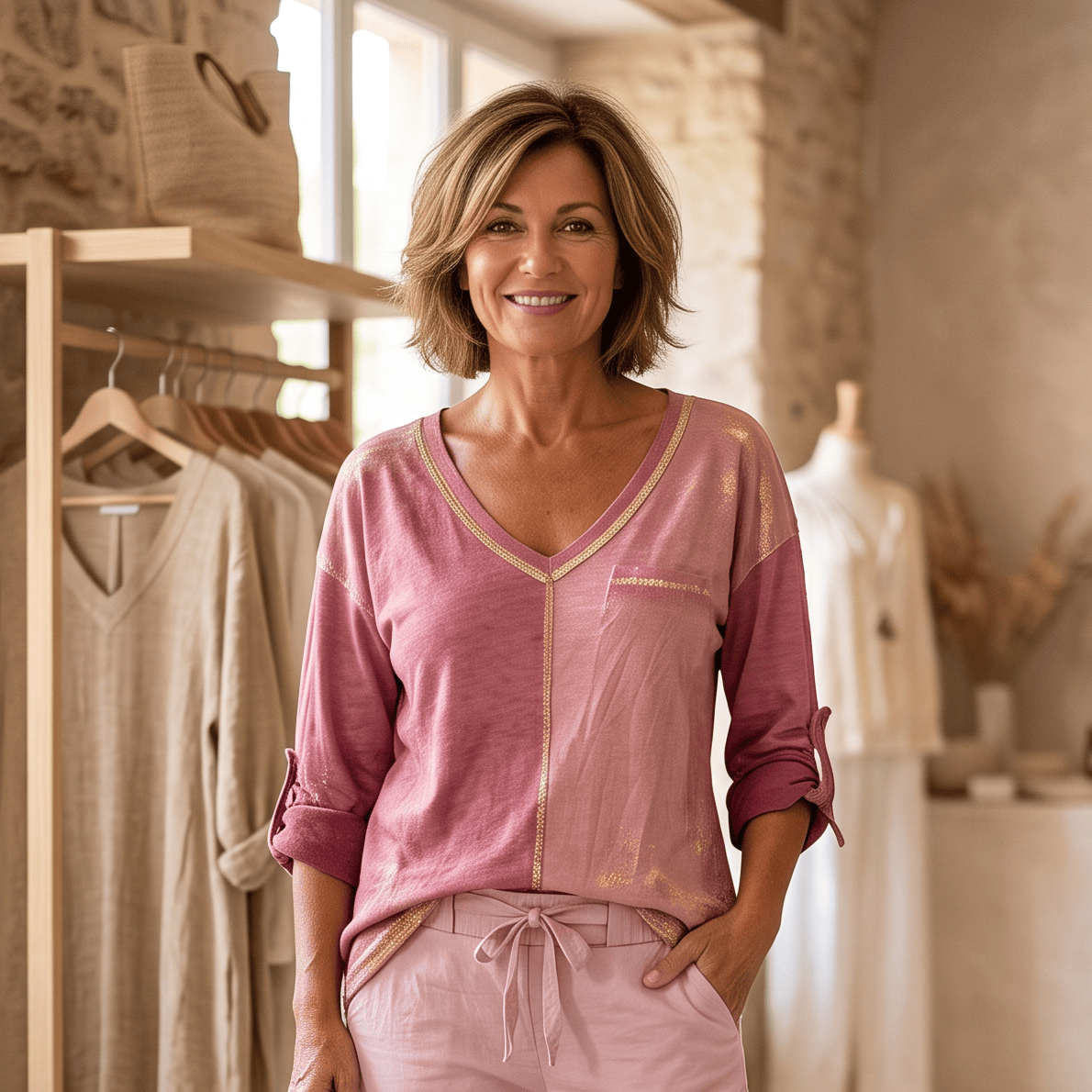 Two Tone Long Sleeve V-Neck Two Tone Long Sleeve V-Neck
