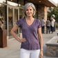 Raw Edge V-Neck Silk Tee Bella Vita Red Raw Edge V-Neck T-Shirt - Silk & Cotton