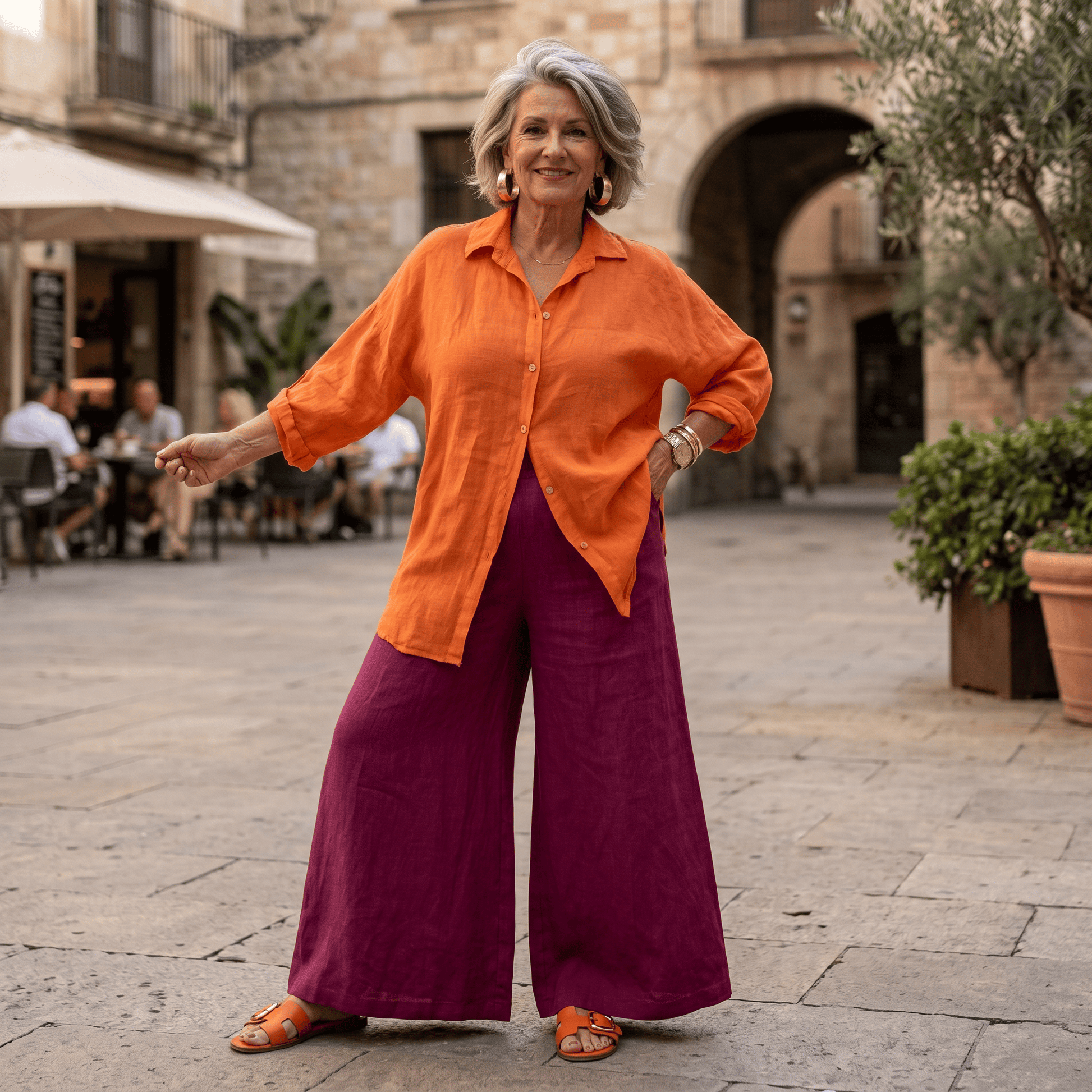 Magenta Wide Leg Linen Pants Magenta Wide Leg Linen Pants