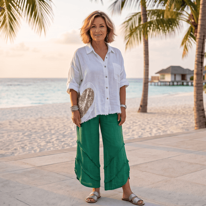 The Ravello Linen Capri Women's Italian Linen Capri Pants Lightweight Summer One Size