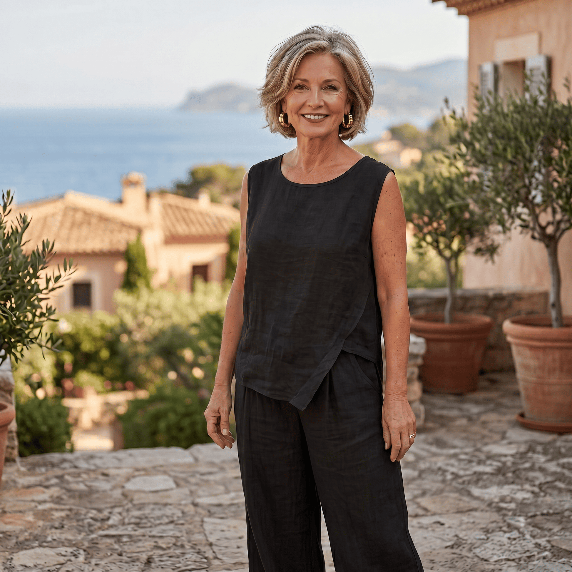 The Asymmetrical Linen Top  Women's Asymmetrical Linen Top Italian Lightweight One Size
