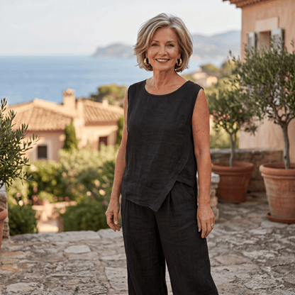 The Asymmetrical Linen Top  Women's Asymmetrical Linen Top Italian Lightweight One Size