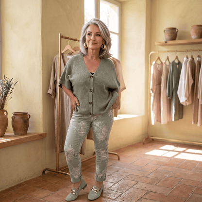 Sage Floral Italian Magic Pants