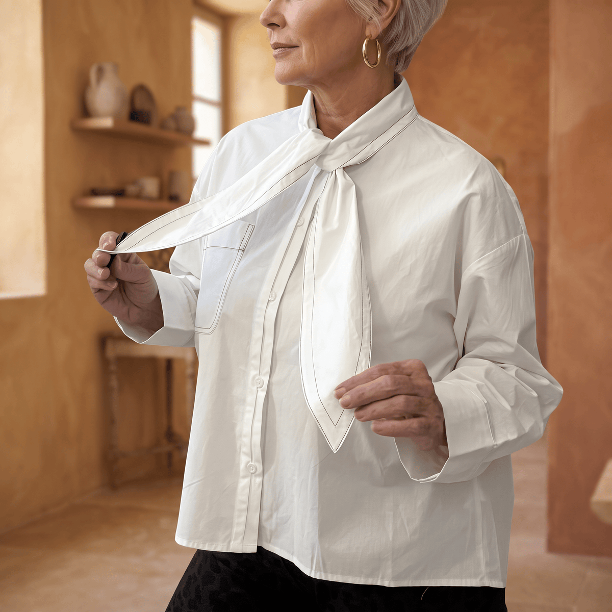 Tie-Front Collar Shirt Tie-Front Collar Shirt