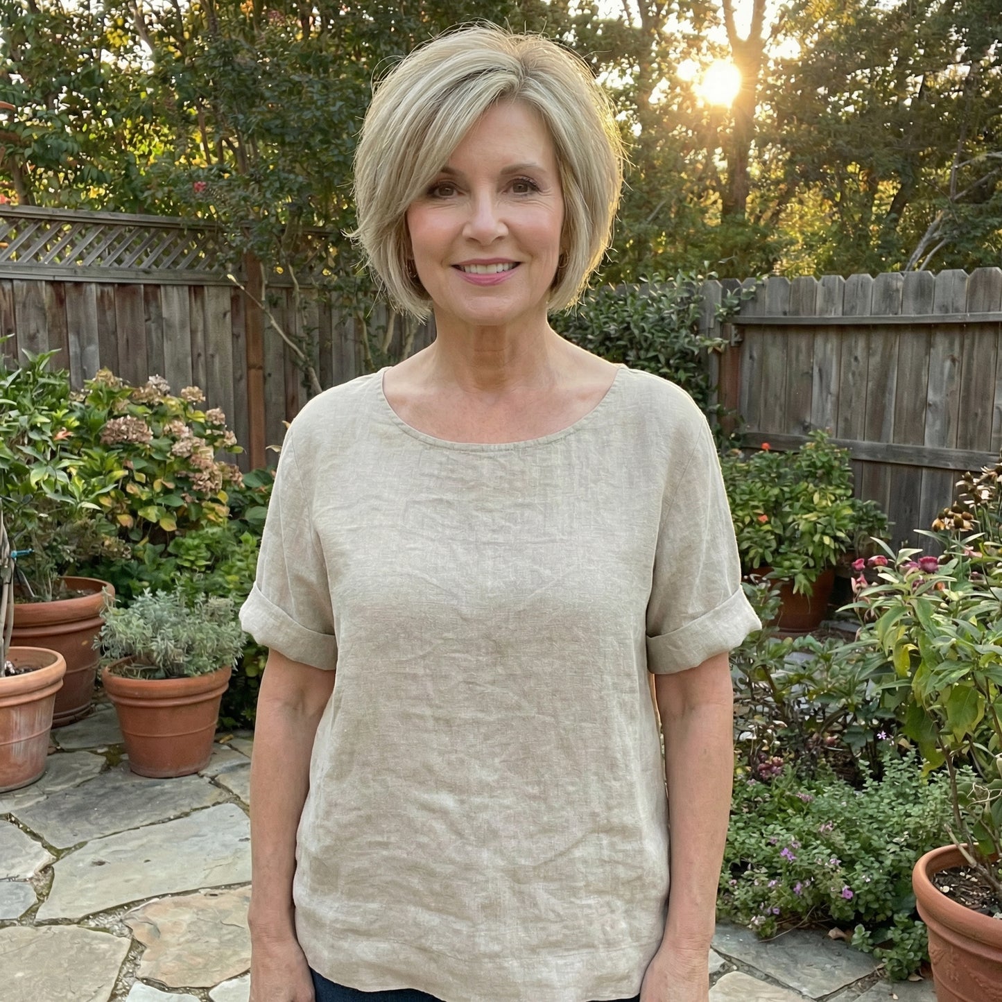 Serenity Button Back Linen Top