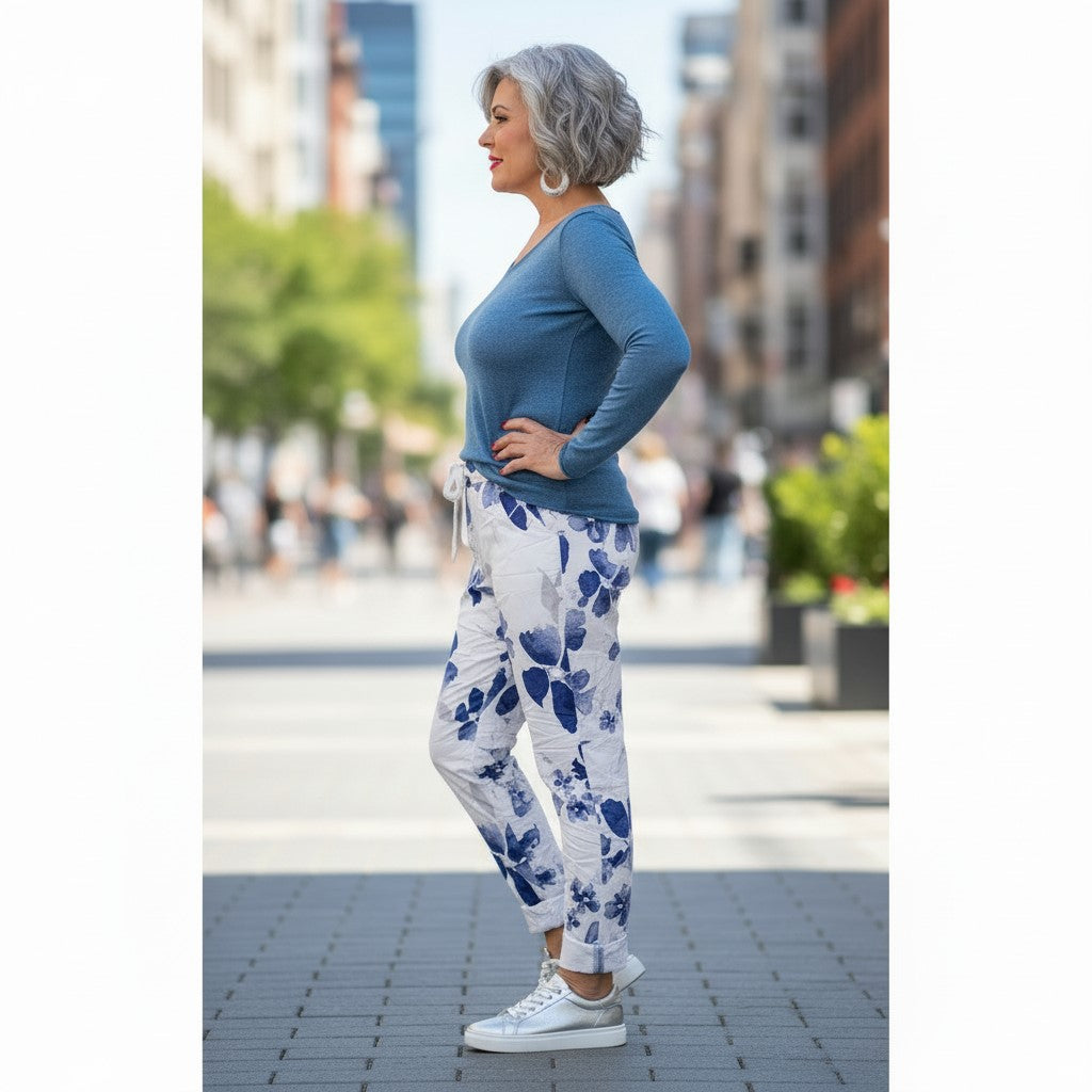 Water Color Floral Italian Magic Pants