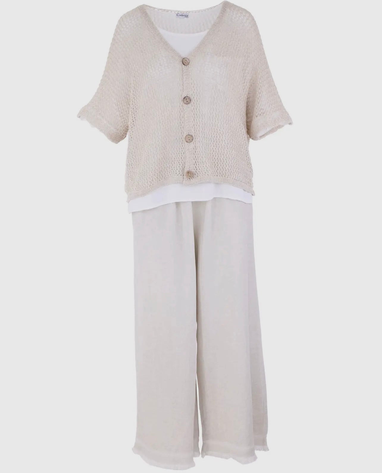 Short sleeved crochet open-knit cardigan